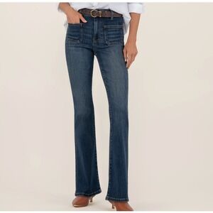 Kut from the Kloth Jeans Ana High Rise Flare Sz 0 Dark Wash Boho Festival Rodeo